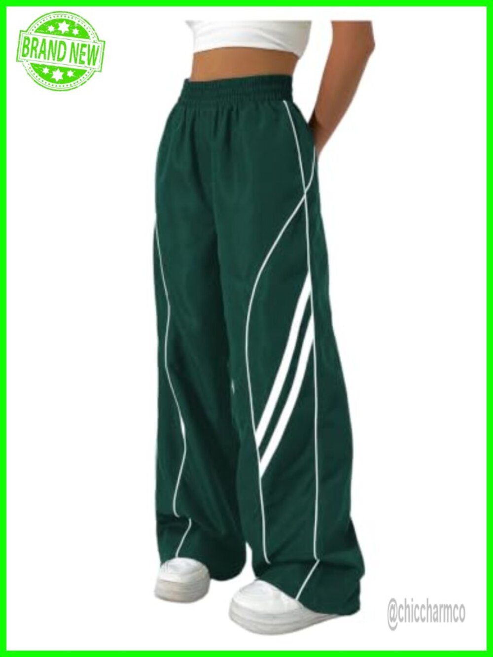 Women's Y2K Wide Leg Baggy Track Pants Piping Loose Streetwear Dance Athletic
